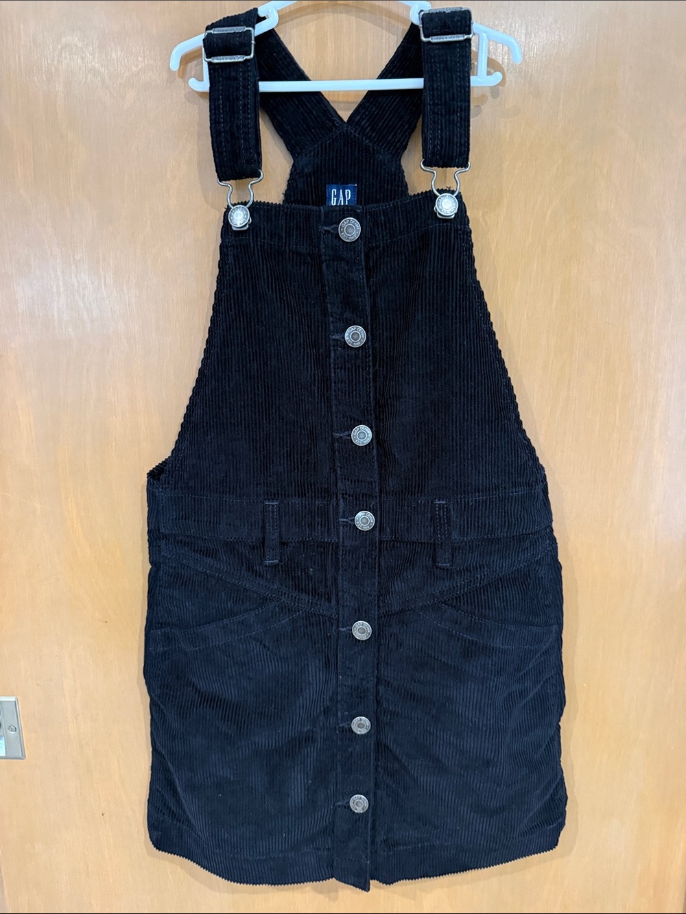 GAP Black Corduroy Button-Front Pinafore Dress